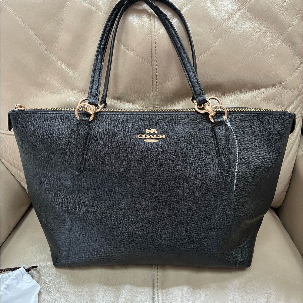 Coach Black Tote with Gold Accents